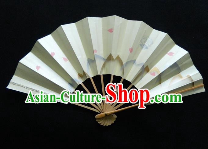 Japan Handmade Bamboo Fan Traditional Dance Folding Fan Geisha Performance Sakura Painting Fan Woman Accordion