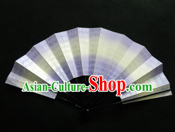 Japan Woman Lilac Accordion Handmade Ebony Fan Traditional Dance Folding Fan Geisha Performance Fan