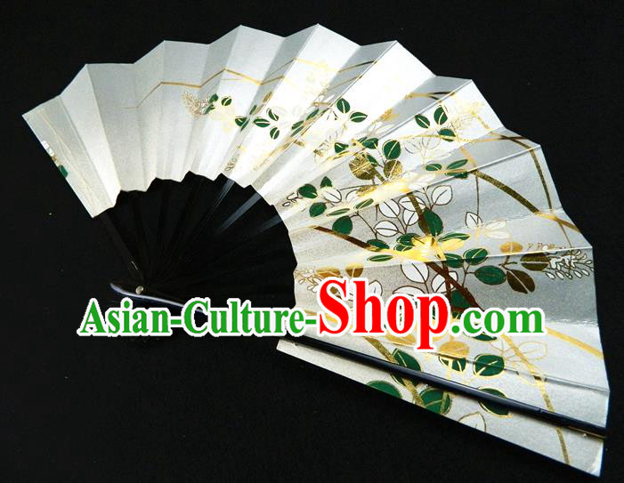 Japan Geisha Performance Fan Woman Accordion Handmade Ebony Fan Traditional Dance Folding Fan