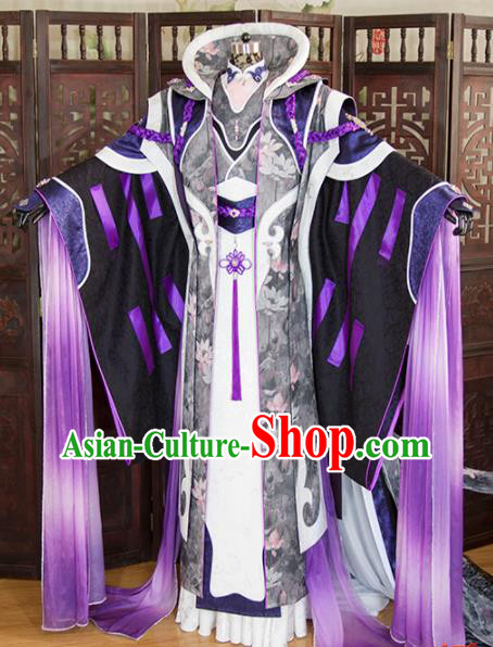 China Ancient Young Hero Garment Costumes Traditional Puppet Show Knight Uniforms Cosplay Swordsman Hanfu Clothing