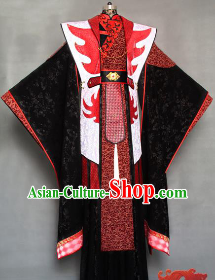 China Ancient Emperor Garment Costumes Traditional Puppet Show Swordsman Uniforms Cosplay Royal Highness Hanfu Clothing