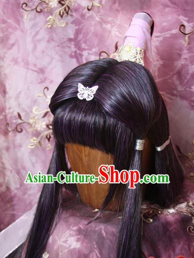 Chinese Cosplay Fairy Princess Headdress Ancient Swordswoman Wigs and Hair Crown Traditional Puppet Show Hair Accessories