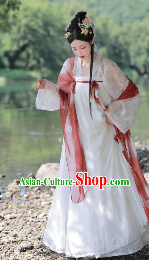 China Traditional Historical Costumes Ancient Palace Lady Garment Clothing Tang Dynasty Young Beauty Hanfu Dress