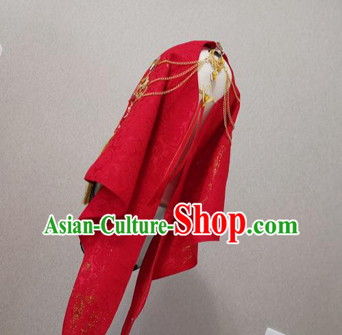 Chinese Traditional Hanfu Red Hat Ancient Princess Headdress Cosplay Female Swordsman Headpiece