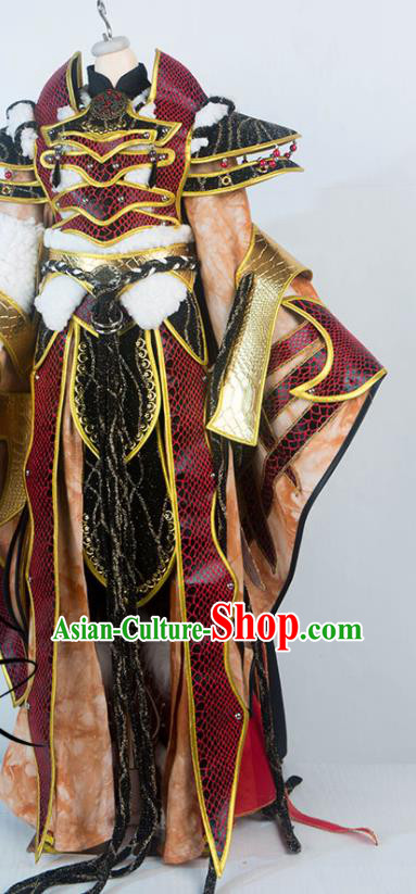 Chinese Traditional Puppet Show General Garment Costumes Cosplay Swordsman Clothing Ancient King Uniforms