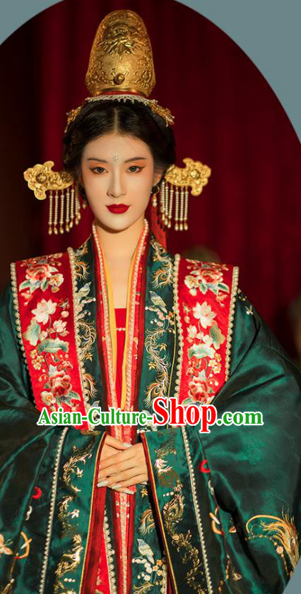 China Traditional Embroidered Wedding Hanfu Attire Song Dynasty Empress Historical Clothing Ancient Court Bride Garment Costumes