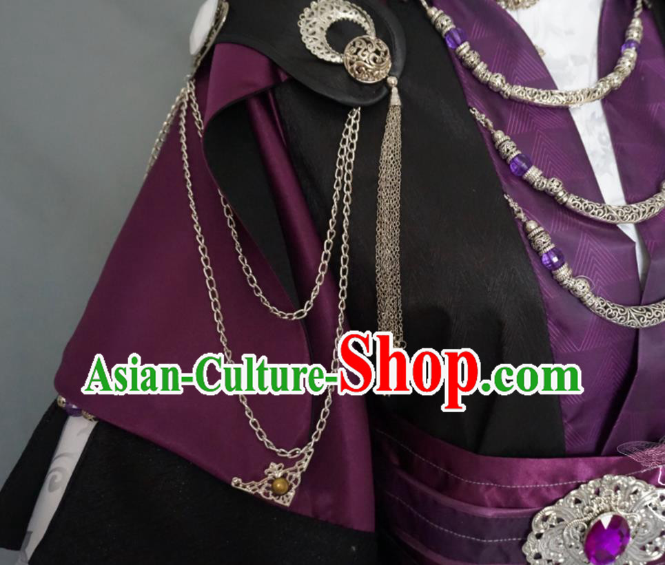 Chinese Traditional Puppet Show Swordsman Garment Costumes Cosplay Royal Highness Clothing Ancient King Black Uniforms