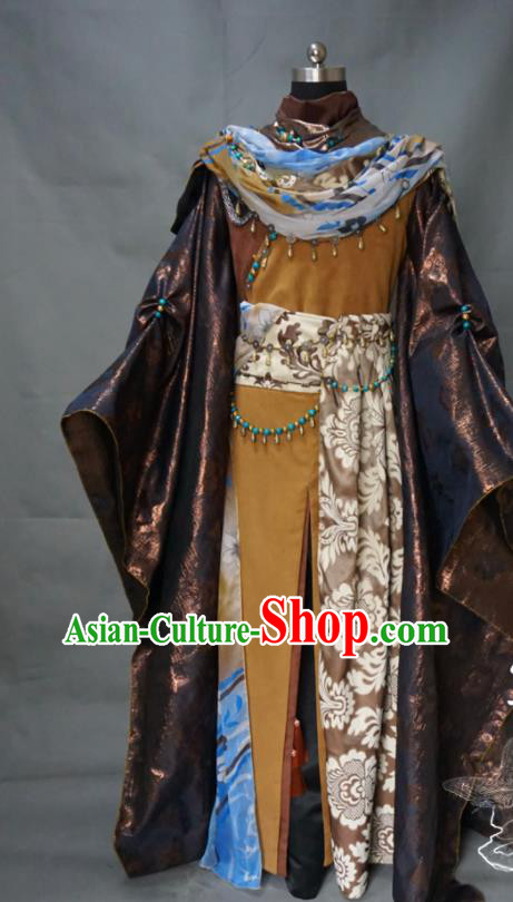 Chinese Ancient Warrior Monk Uniforms Traditional Puppet Show Swordsman Feng Xiaoyao Garment Costumes Cosplay Castellan Clothing