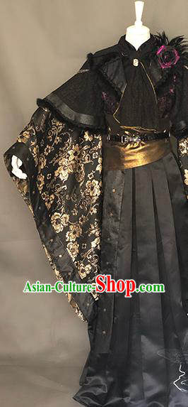 Chinese Cosplay Royal Prince Clothing Ancient Young Childe Black Uniforms Traditional Puppet Show Swordsman Leng Qiuyan Garment Costumes
