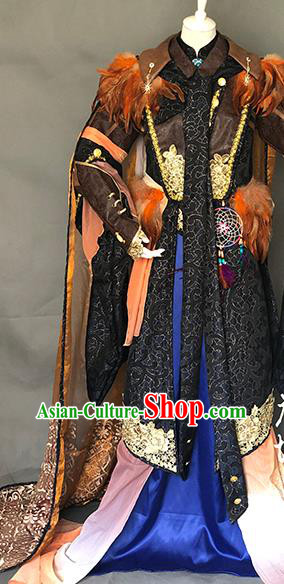 Chinese Traditional Puppet Show Swordsman Garment Costumes Cosplay Demon King Clothing Ancient Monarch Uniforms