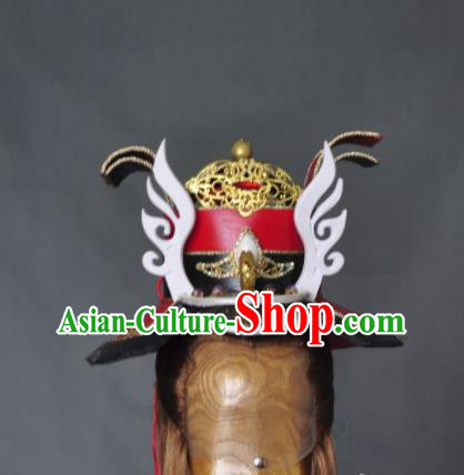 Chinese Puppet Show Cosplay General Hair Accessories Traditional Hanfu Swordsman Helmet Headwear Ancient Warrior Hat