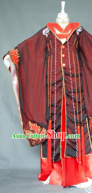 China Ancient Empress Red Dress Outfits Traditional Puppet Show Hanfu Clothing Cosplay Swordswoman Garment Costumes