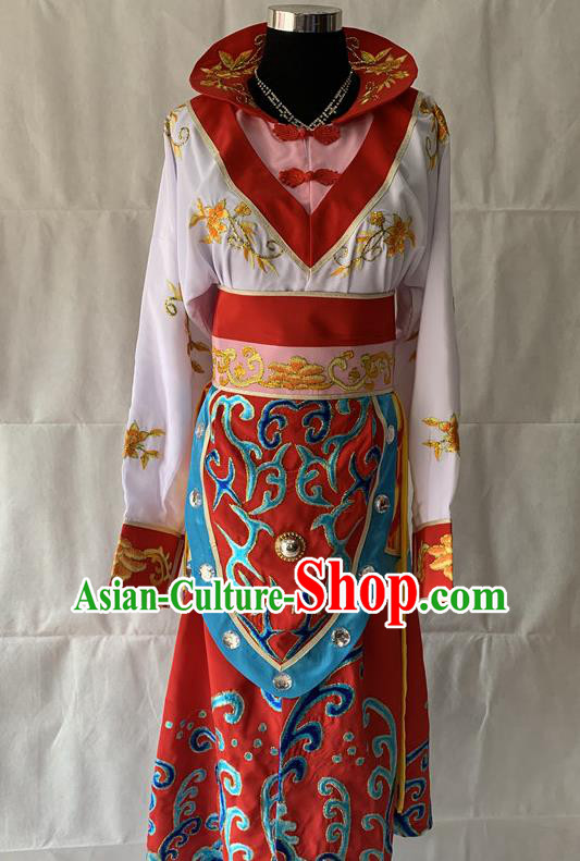 China Beijing Opera Blues Red Dress Outfits Traditional Opera Actress Garment Costume Ancient Swordswoman Clothing