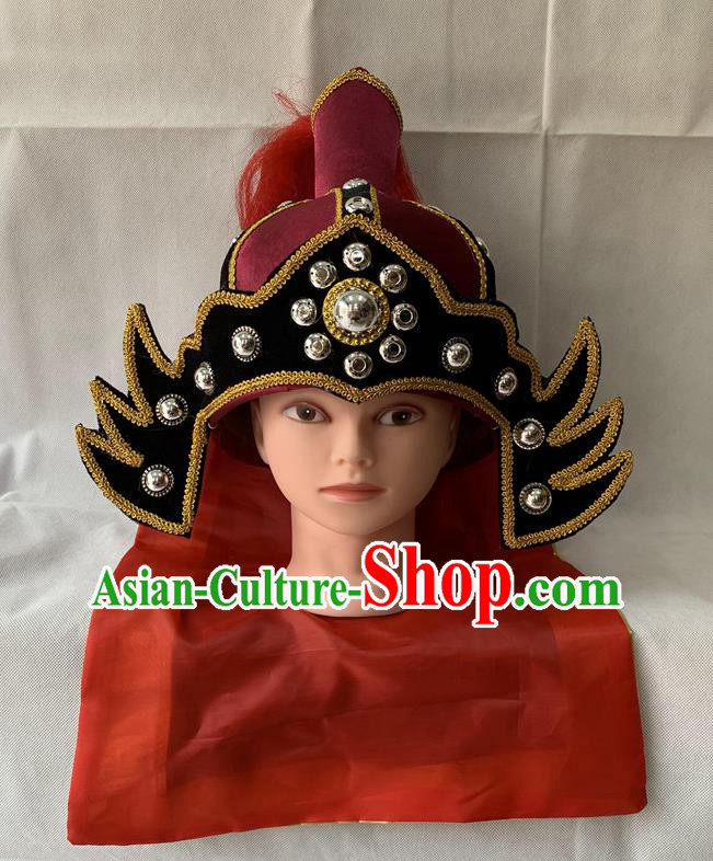 Handmade China Peking Opera Wusheng Hat Beijing Opera Warrior Headwear Ancient General Helmet Headdress