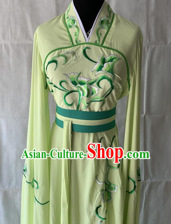 China Beijing Opera Palace Lady Light Green Dress Outfits Traditional Opera Young Beauty Garment Costumes Ancient Fairy Clothing