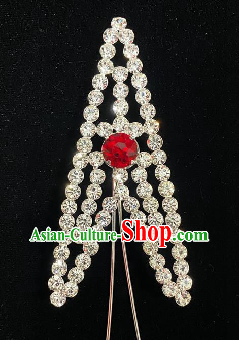 Chinese Traditional Opera Swordswoman Hairpin Beijing Opera Actress Hair Accessories Peking Opera Wudan Crystal Hair Stick