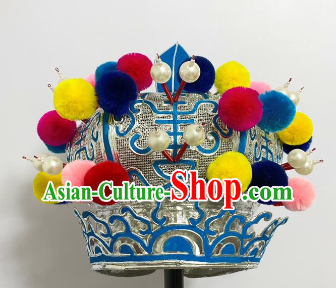 Handmade China Ancient Swordsman Hair Accessories Peking Opera Wusheng Hat Beijing Opera Warrior Helmet Headwear