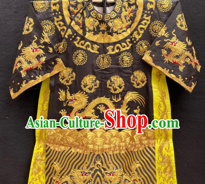 Chinese Beijing Opera Official Garment Costume Peking Opera Xiaosheng Embroidered Black Robe Traditional Opera Prime Minister Clothing