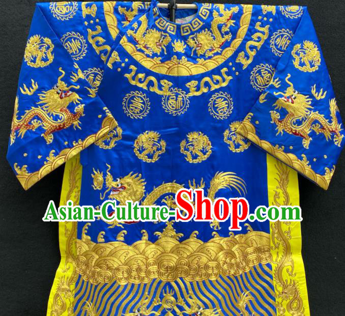 Chinese Traditional Opera Prime Minister Clothing Beijing Opera Official Garment Costume Peking Opera Xiaosheng Embroidered Royalblue Robe