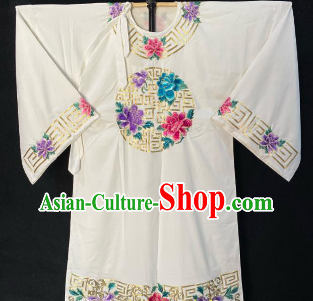 Chinese Traditional Opera Scholar Clothing Shanxi Opera Young Childe Garment Costume Peking Opera Xiaosheng Embroidered White Robe