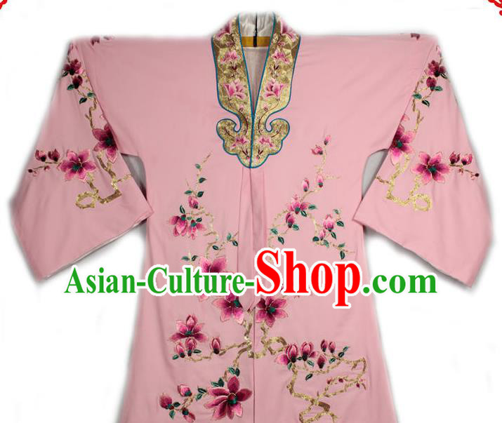 China Traditional Opera Young Beauty Garment Costume Ancient Noble Lady Clothing Beijing Opera Actress Embroidered Mangnolia Pink Shirt