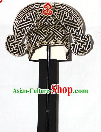 Handmade China Peking Opera Xiaosheng Headdress Beijing Opera Young Man Headwear Ancient Scholar Black Hat