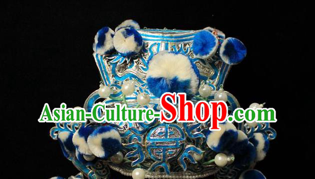 Handmade China Ancient General Hat Peking Opera Swordsman Headdress Beijing Opera Wusheng Helmet Headwear