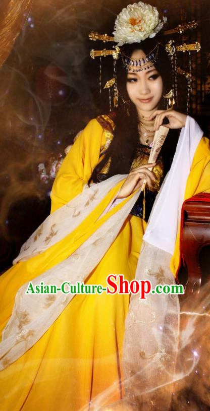 China Traditional Chang An Night Wan An Garment Costumes Ancient Princess Clothing Cosplay Court Beauty Yellow Dress Outfits