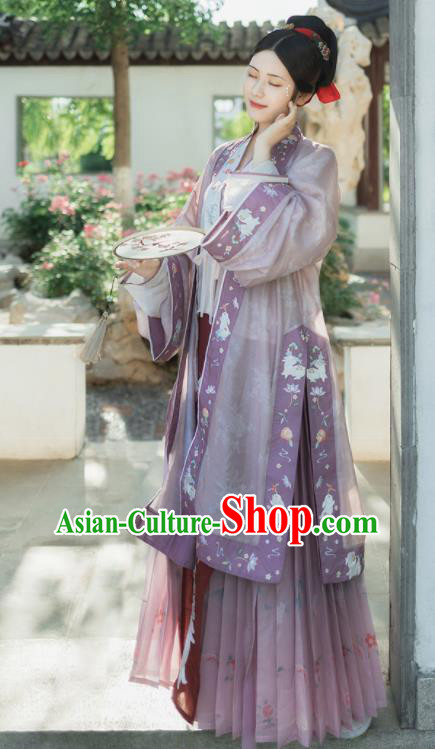 China Traditional Noble Woman Historical Clothing Ancient Young Mistress Embroidered Hanfu Dress Song Dynasty Garment Costumes