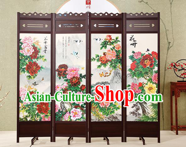 Chinese Hand Painting Screens Home Ornaments Handmade Flowers Birds Folding Screen Craft