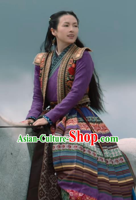 China Ancient Princess Purple Dress Garment The Rebel Princess Zhang Ziyi Replica Costumes Southern and Northern Dynasties Wang Xuan Clothing