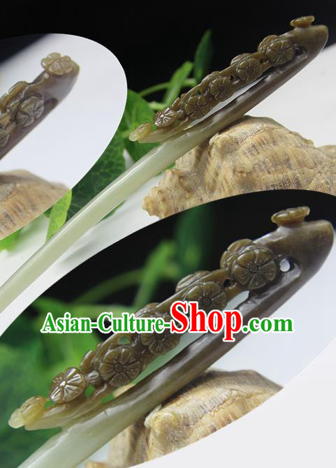 China Handmade Jade Carving Hairpin National Plum Blossom Hair Stick Classical Cheongsam Hair accessories
