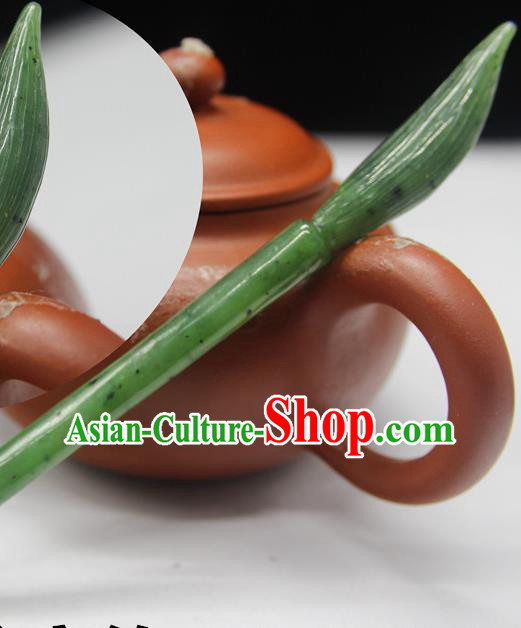 China Classical Cheongsam Hair accessories Handmade Carving Hairpin National Jade Brush Hair Stick