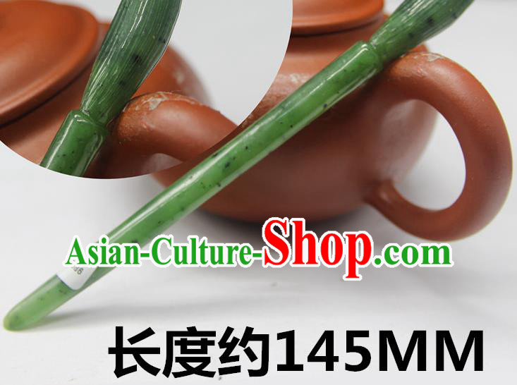 China Classical Cheongsam Hair accessories Handmade Carving Hairpin National Jade Brush Hair Stick