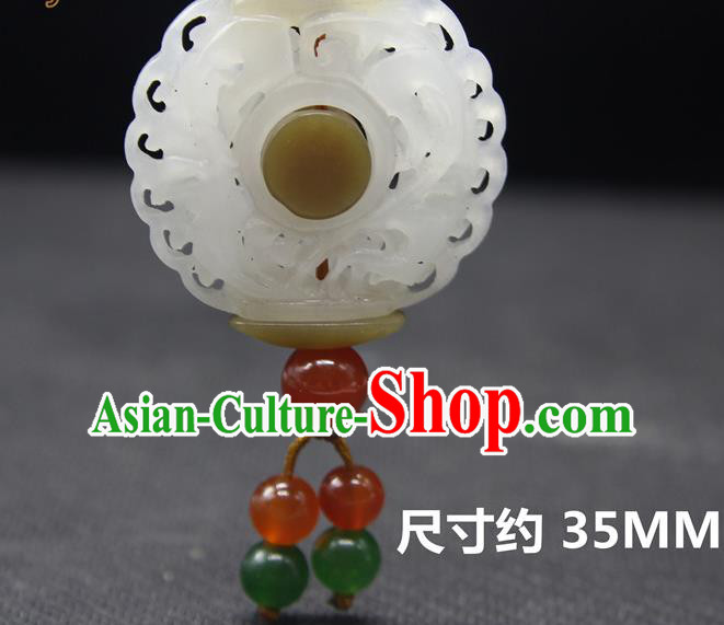 China Handmade Carving Hetian Jade Necklace National Jade Pendant Classical Cheongsam Jewelry Accessories