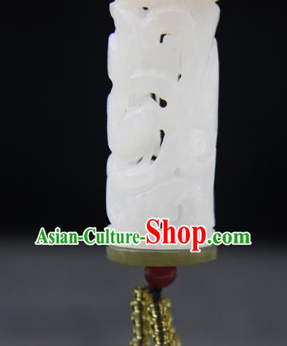 China Classical Cheongsam Jewelry Accessories Handmade Carving Necklace Pendant National Hetian Jade Sachet