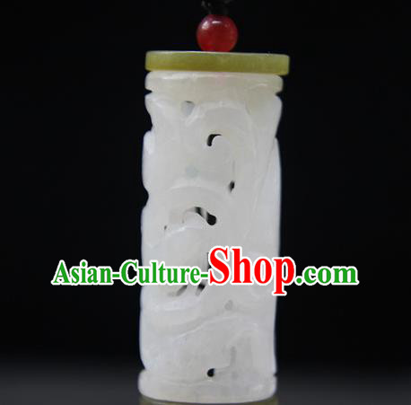 China Classical Cheongsam Jewelry Accessories Handmade Carving Necklace Pendant National Hetian Jade Sachet