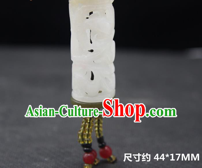 China Classical Cheongsam Jewelry Accessories Handmade Carving Necklace Pendant National Hetian Jade Sachet