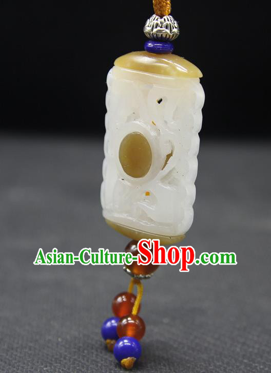 China Handmade Carving Pendant National Hetian Jade Sachet Classical Cheongsam Jewelry Accessories