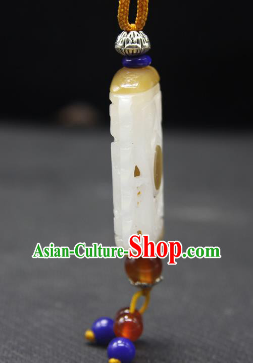 China Handmade Carving Pendant National Hetian Jade Sachet Classical Cheongsam Jewelry Accessories