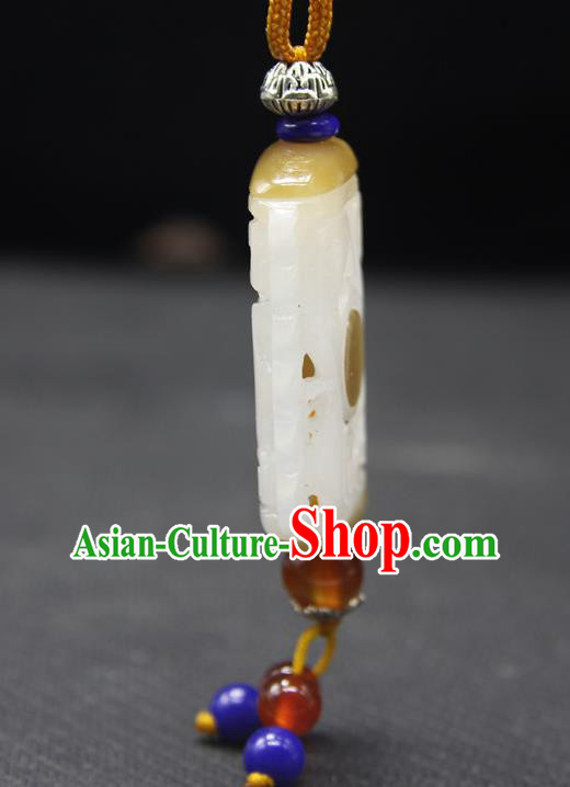 China Handmade Carving Pendant National Hetian Jade Sachet Classical Cheongsam Jewelry Accessories