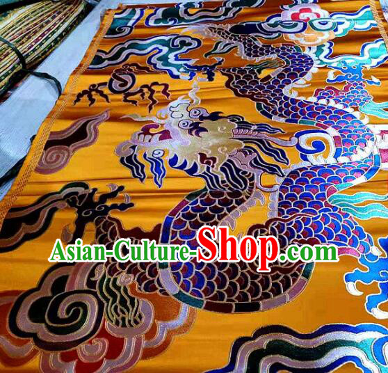 China Zang Nationality Silk Fabrics Classical Yunjin Drapery Traditional Large Dragon Pattern Design Brocade Fabric