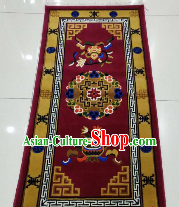 Tibetan Rug Chinese Handmade Wine Red Rug