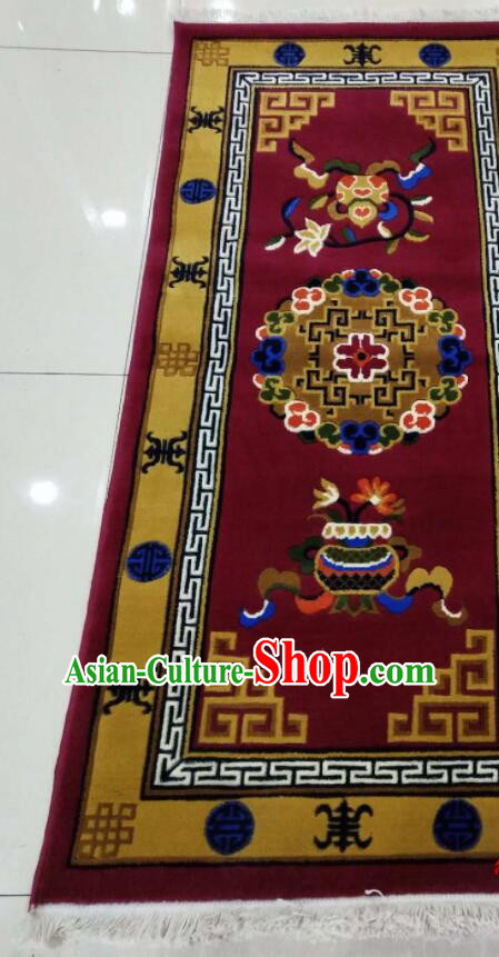 Tibetan Rug Chinese Handmade Wine Red Rug