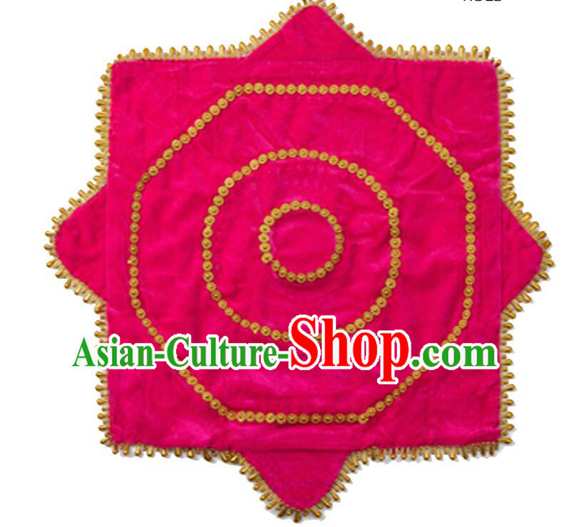 Chinese Dancing Handkerchief Pink Velvet Handkerchief with Gold Trim