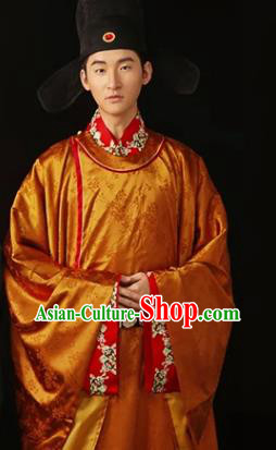 China Traditional Song Dynasty Groom Garment Costumes Ancient Wedding Clothing and Hat Complete Set