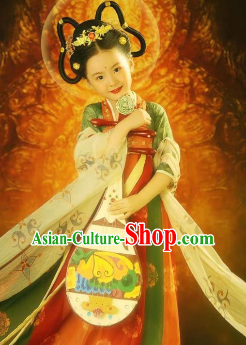 Chinese Tang Dynasty Princess Ruqun Hanfu Dress Ancient Fairy Garment Costumes Traditional Children Clothing