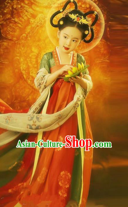 Chinese Tang Dynasty Princess Ruqun Hanfu Dress Ancient Fairy Garment Costumes Traditional Children Clothing