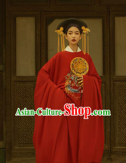 Chinese Ancient Imperial Consort Garment Costumes Traditional Wedding Clothing Song Dynasty Red Hanfu Dress