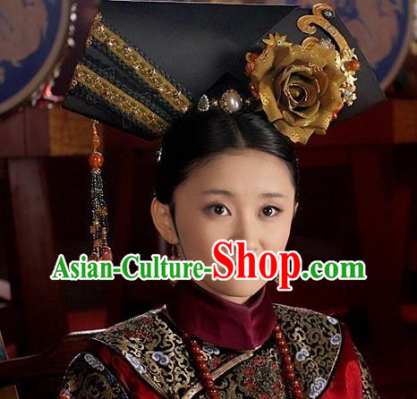 China Traditional Qing Dynasty Court Woman Headdress TV Series Empresses in the Palace Giant Wing Headpiece Ancient Imperial Consort Hair Accessories